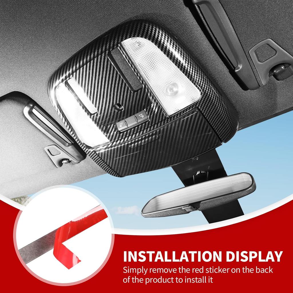 JeCar Front Reading Light Panel Cover Trim Compatible with Jeep Grand Cherokee Interior Accessories 2011-2020, Carbon Fiber