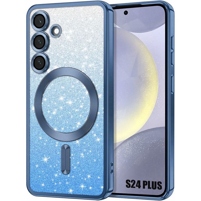 Coque de protection - BOOLING - pour Samsung Galaxy S24 Plus - Silicone souple - Bleu scintillant - Protection caméra
