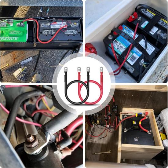 IGreely Battery Cable 2 AWG 2 Gauge Wire Made With OFC Copper Wire Battery Power Inverter Cables With 5/16" Lugs Terminals For Welding Solar Panel