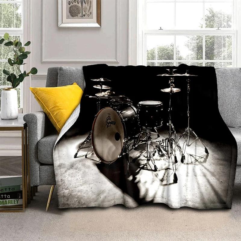 Music Instruments Drum Kit  Drum Set Blanket,Soft Throw Blanket for Home Bedroom Bed Sofa Picnic Travel Office Cover Blanket Kid