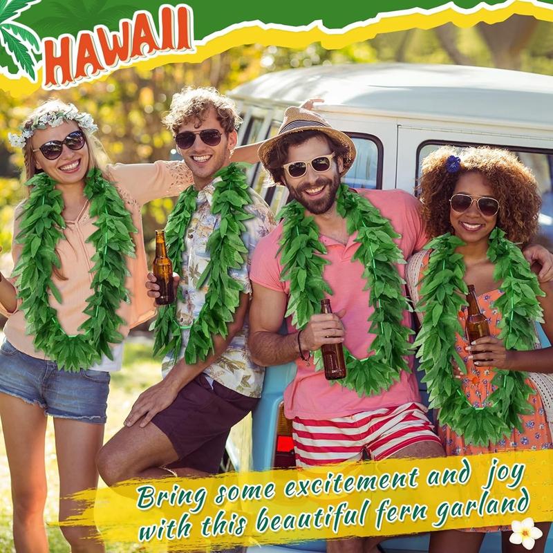 12/1 Stück Tropisch Grün Leis Hawaiianische Party Künstliche Blattblumen Girlande Halskette Sommer Luau Strand Geburtstagsparty Dekoration