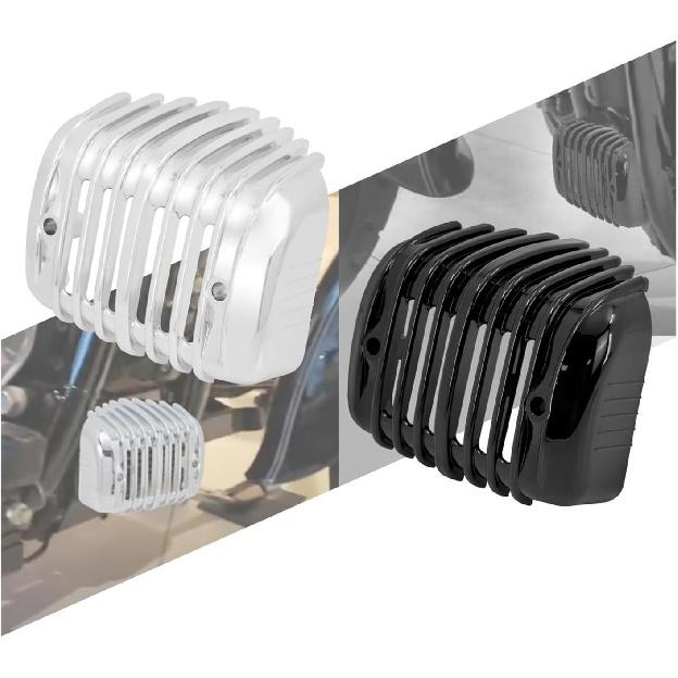 Motorcycle Voltage Regulator Cover Black Chrome Fairing Compatible With Harley Softail FatBoy Breakout 2001-2017 Softail Springer 2001-2009(Chrome