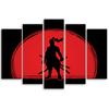 Five Piece Picture Canvas Print Samurai Japan Sun