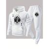 Fashionable Spade Print Hooded Sweatshirt Sports Pants Set Sports and Leisure Set Multifunctional Street Style Two Piece Set