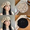 Stylish Embroidered Flower Hollow Beret Hat For Women Summer Versatile Thin Design