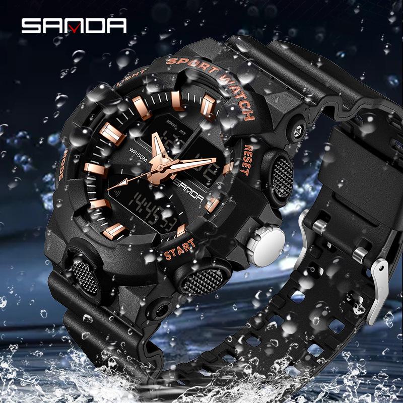 Sanda Luminous Unisex Multifunctional Casual Electronic Watch