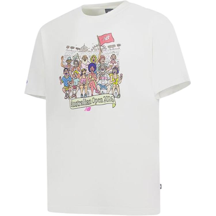 New Balance T Shirts Men s White Crew Neck Moderate MT53442A-SST L