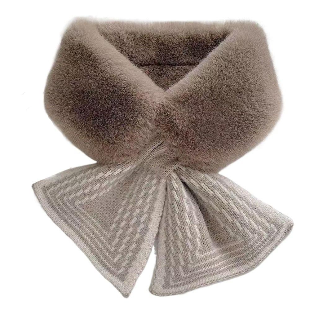 Casual Solid Color Winter Neck Warmer Faux Rabbit Fur Thicken Plush Scarf Neck Warmer Elegant Shawl Outdoor Wear