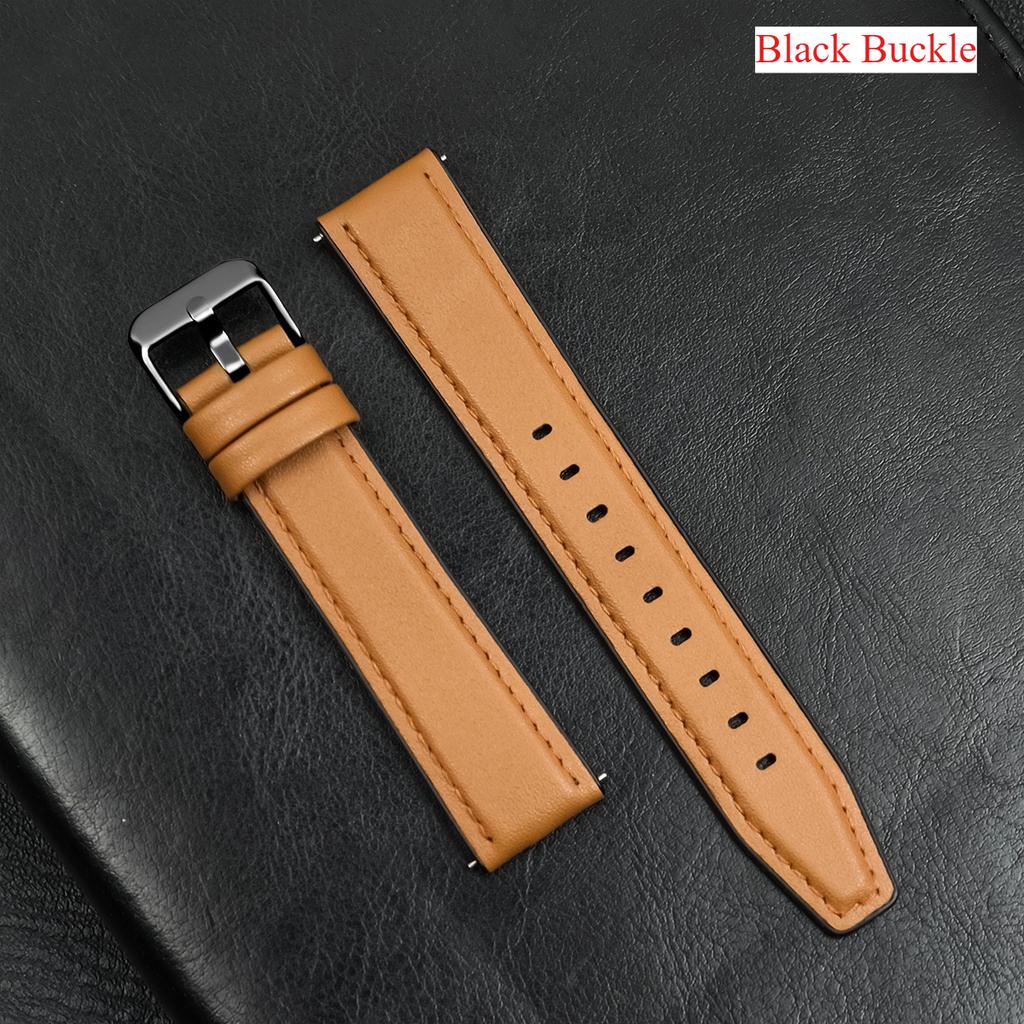 20mm 22mm Leather Silicone Strap for Samsung Galaxy Watch 6 Classic Gear S3 7 6 5 4 40 44mm Band for Huawei GT4 Ultimate Redmi W