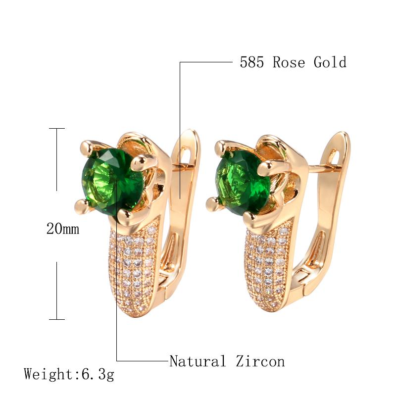 New Emerald Round Cut Zircon Drop Earrings For Women Luxury Natural Zircon With  Rose Gold Earrings Fashion Jewelry