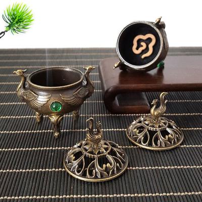 Alloy Incense Burner Stick Holder Hollowed Out Patterns Auspicious Lotus Incense Censer Retro Sandalwood Three Legged Stove