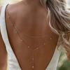 Multi Layer Rhinestone Pearl Bridal Back Chain Body Jewelry Wedding Dress Accessory For Bride