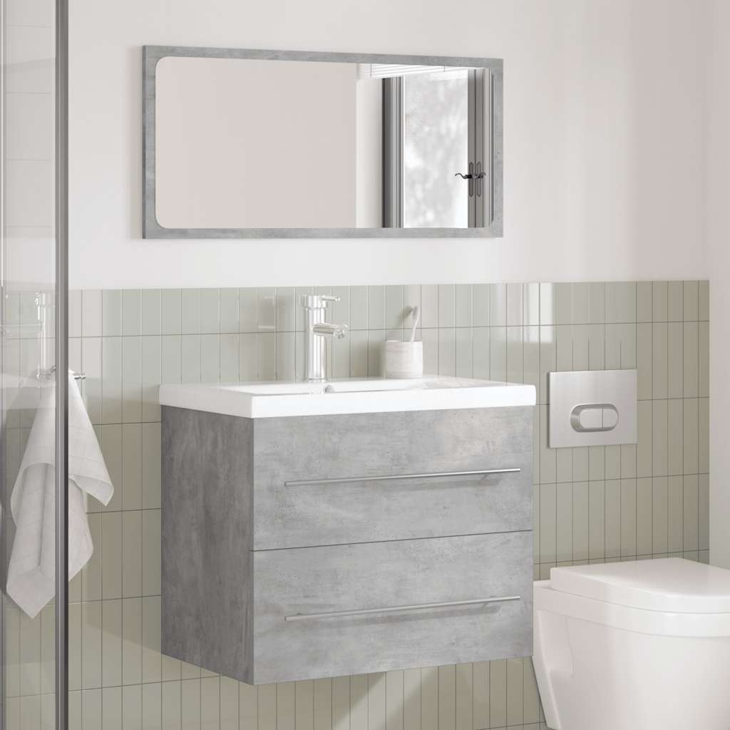 2 Piece Bathroom Furniture Set Concrete Grey Particleboard