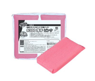 3M Net Sponge Pack of 10 Scotch-Brite Heavy-Duty 9300, Thin, Pink,