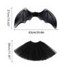 4 Stück Mädchen Halloween Cosplay Kostüm Verkleidungskleid Schwarzer Netzrock mit Stirnband Fledermausflügelstab