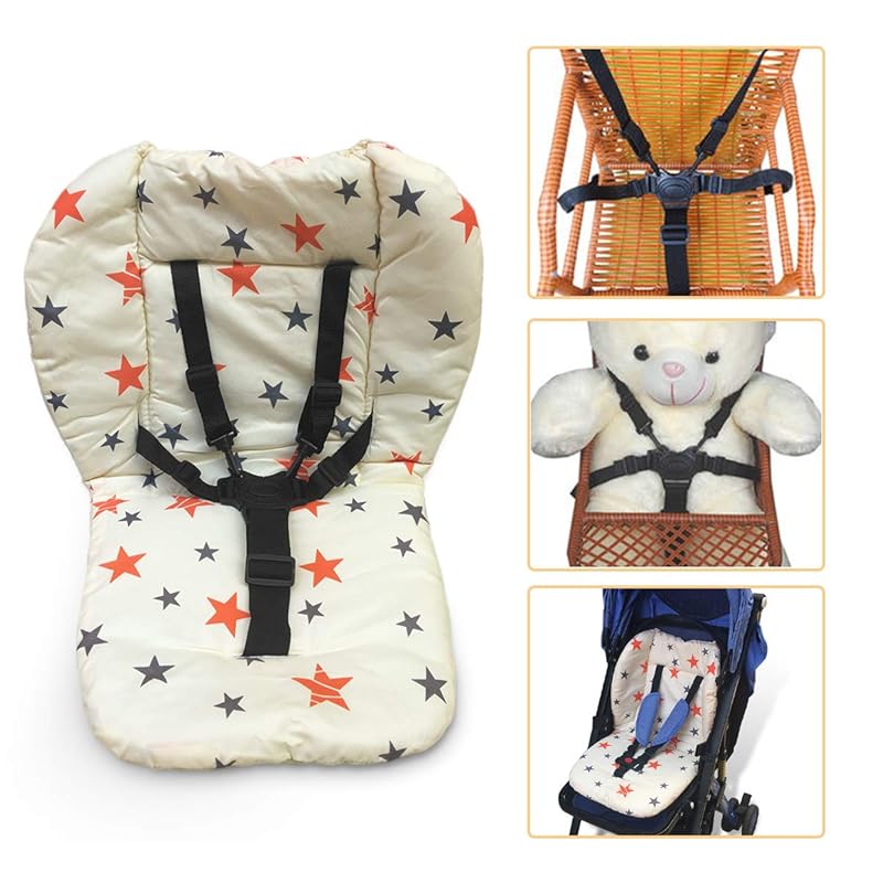 High Chair Cushion and Straps,High Chair Cushion Pad,Baby High Chair Seat Cushion Liner Pad Cover Mat and Highchair 5 Point Harness Straps,1 Set