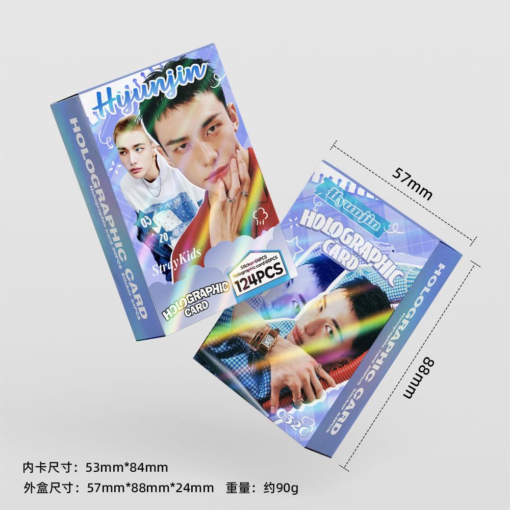 124Pcs Skzoo Laser Cards Straykids Wandering Kids Hyunjin Shiny Cards Huang Xuanchen Lomo Small Cards For Kids