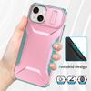 For iPhone 15 Plus Case TPU+PC Non-Slip Side Edge Phone Cover with Lens Lid