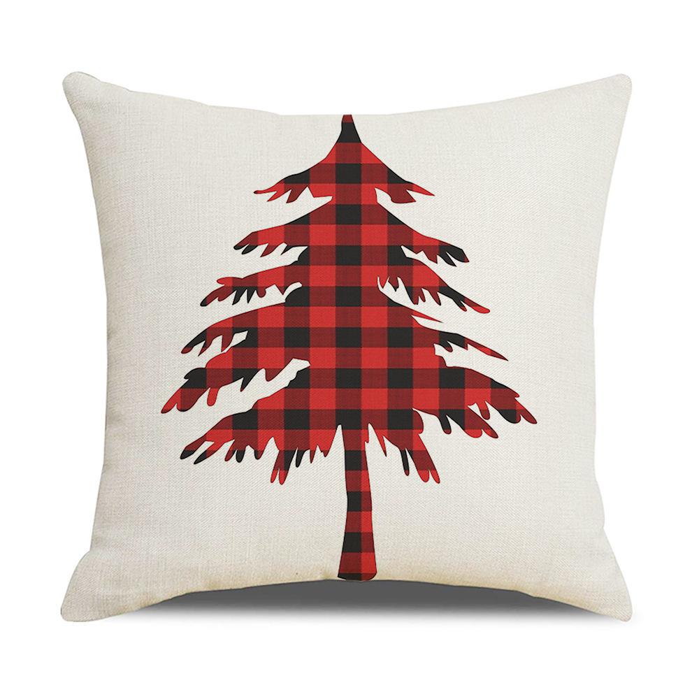 Roter Karomuster Weihnachts-Kissenbezug Leinen Sofa Kissenbezug Büro Kissenbezug Neuer Stil