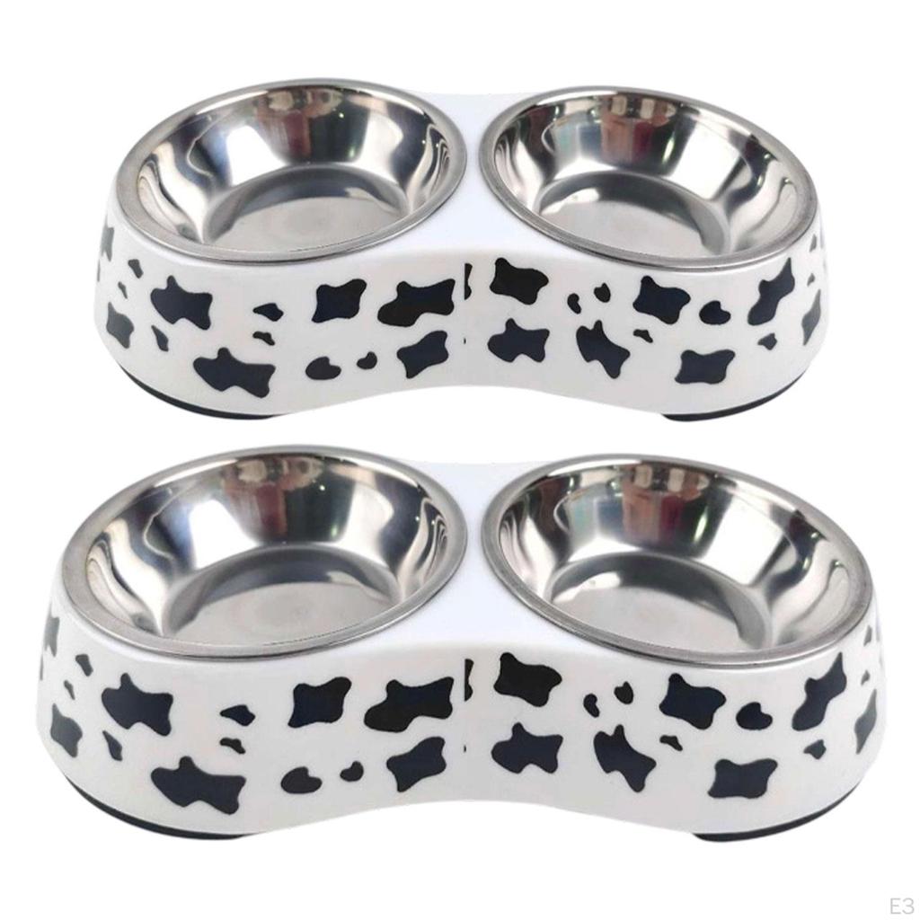 Cat Bowl Double Feeding Station Stainless Steel with Separate Chambers And Stable