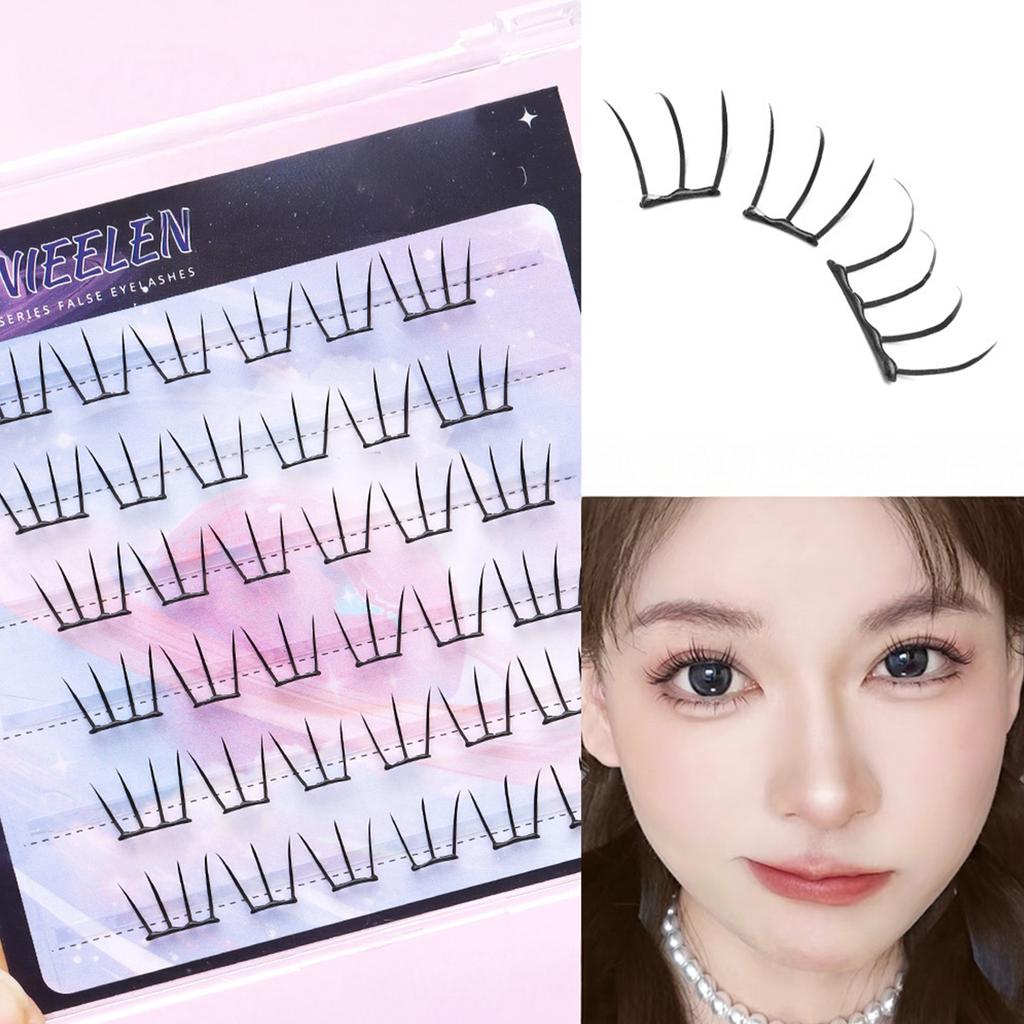 6/10 Rows Natural Manga False Eyelashes Korean Reusable Eyelashes Extension Individual Lashes Clusters Glue/No Glue Style