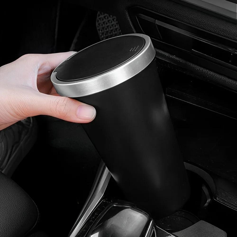 Car Garbage Can with Lid Car Trash Can Bin Washable Leakproof Mini Car Cup Holder Garbage Can with Lid for Car