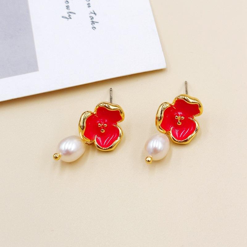

Medieval Earrings Are Fashionable, Sweet And Exquisite, Drip Glaze Flower Earrings, Temperament Earrings.