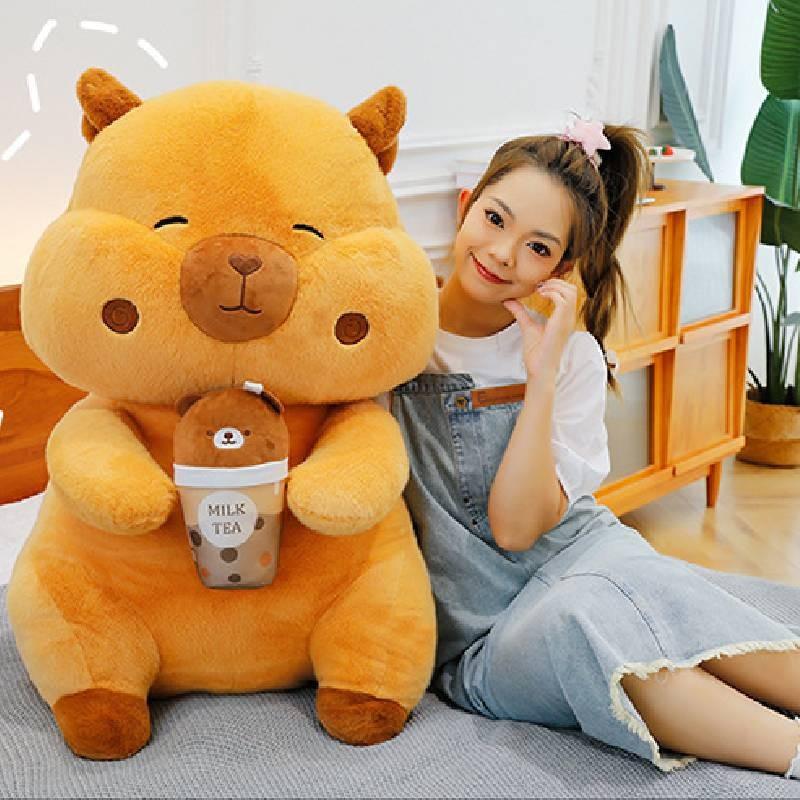Adorable Q Version Capybara Plush Doll Soft And Cuddly Water Cup Design Gift For Kids