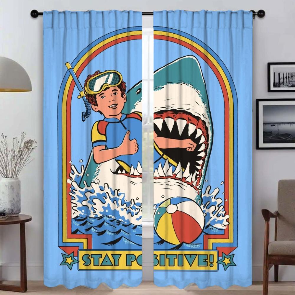 

Set Of 2 Elegant Room Curtains Camera Child Student Stay Positive Shades Tulle Bedroom Partition Home Interior Curtain Polyester Perfect For W100*H130(CM)-Rod Pocket&2PCS