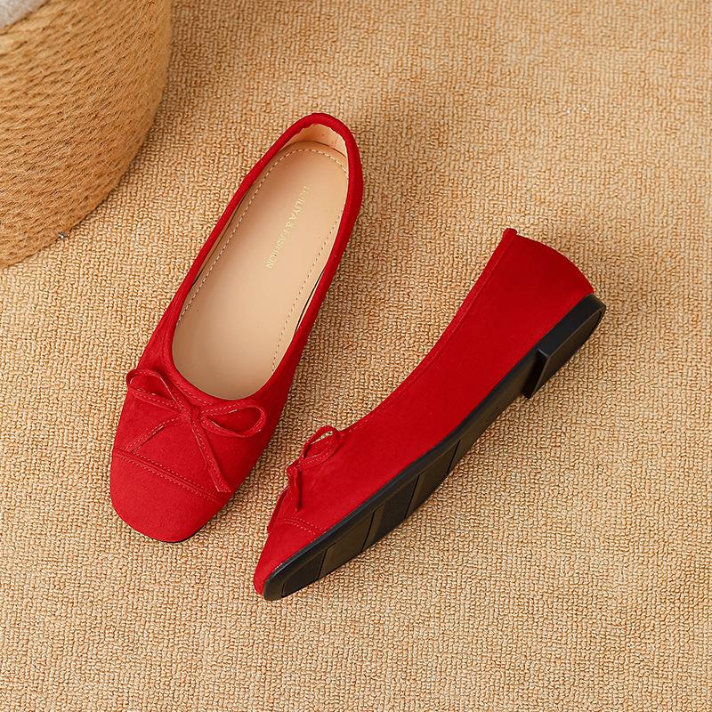 Y791-1 French 2025 Summer Bow Soft-soled Ballet Shoes Versatile Square Head Thick Heel Single Shoes Mary Jane Shoes Women
