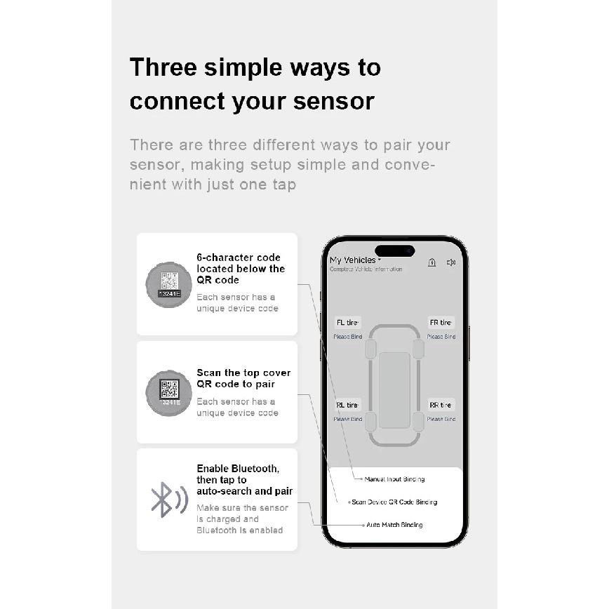 New Bluetooth External TPMS Tire Pressure BT Sensor Mobile APP Real-time Monitoring Universal for Motorcycle Car & 6-Wheel Truck