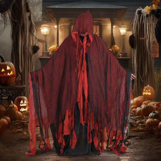 Halloween Hooded Cloak Medieval Renaissance Gothic Wizard Cape with Hood Scary Grim Reaper Cosplay Costume for Men Women