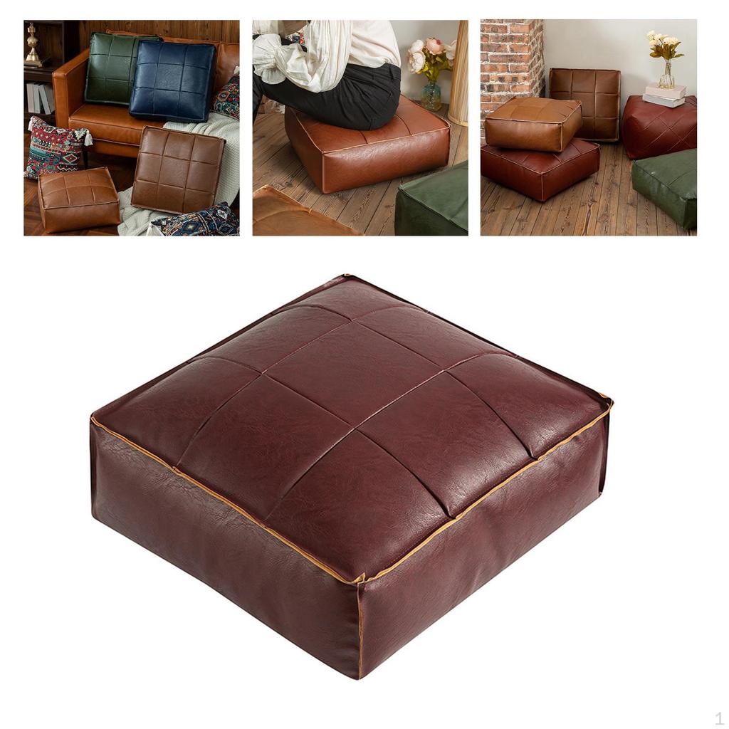 Foot Stool Morocco Ottoman Cover Pouf Footstool Seat Cushion PU Leather Handcrafted