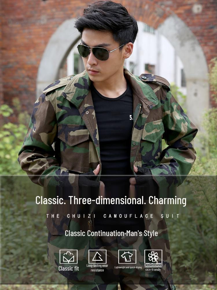 Men's Outdoor M65 Camouflage Windbreaker - Warm, Wear-Resistant Mid-Length Jacket