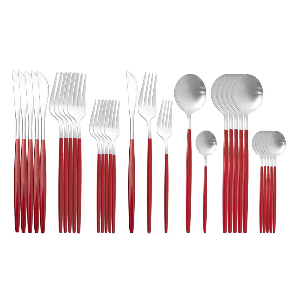 30Pcs Matte Black Gold Cutlery Set Stainless Steel Dinnerware Knife Dessert Fork Spoon Dinner Silverware Party Tableware Set