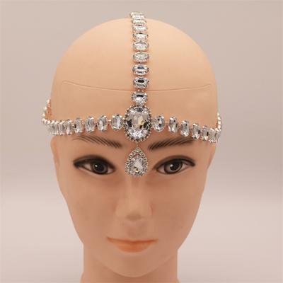 New Bohemian Fengshui Hair Chain Stylish Water Drop Pendant Forehead Lace Female European and American Wedding Accessories