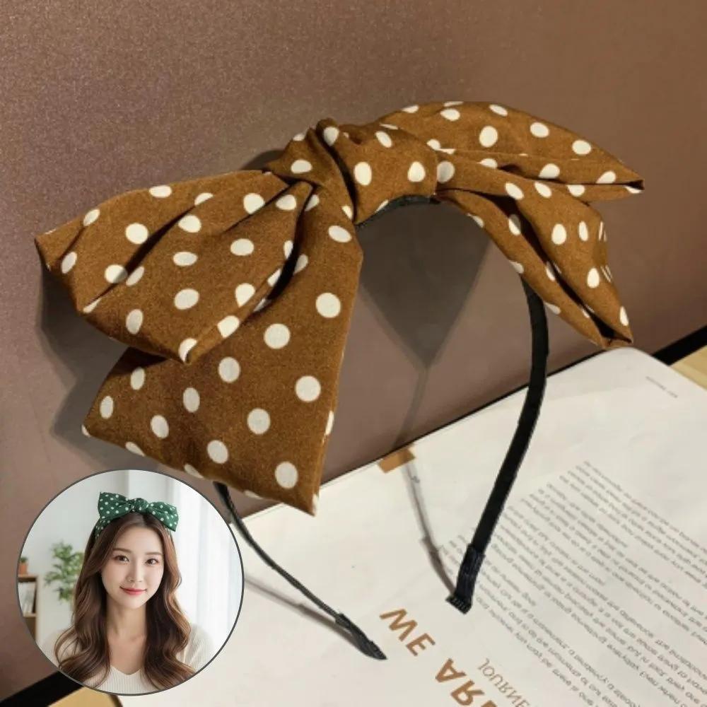 Dapple polka dot ribbon headband headband face wash makeup Mocha Brown