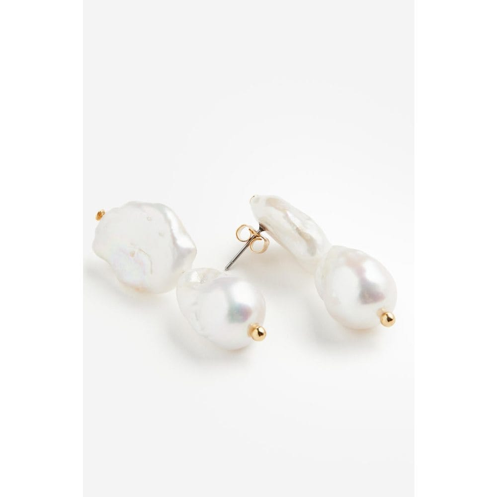 Pearl Pendant Gold-Plated Earrings White 1224689001