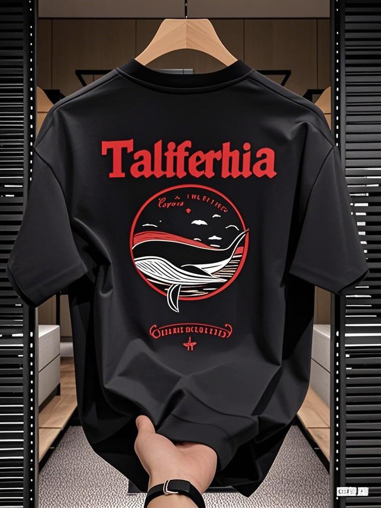 Pure cotton short-sleeved T-shirts for men and women high-end trendy T-shirts for the new summer of 2025 and Marine animals