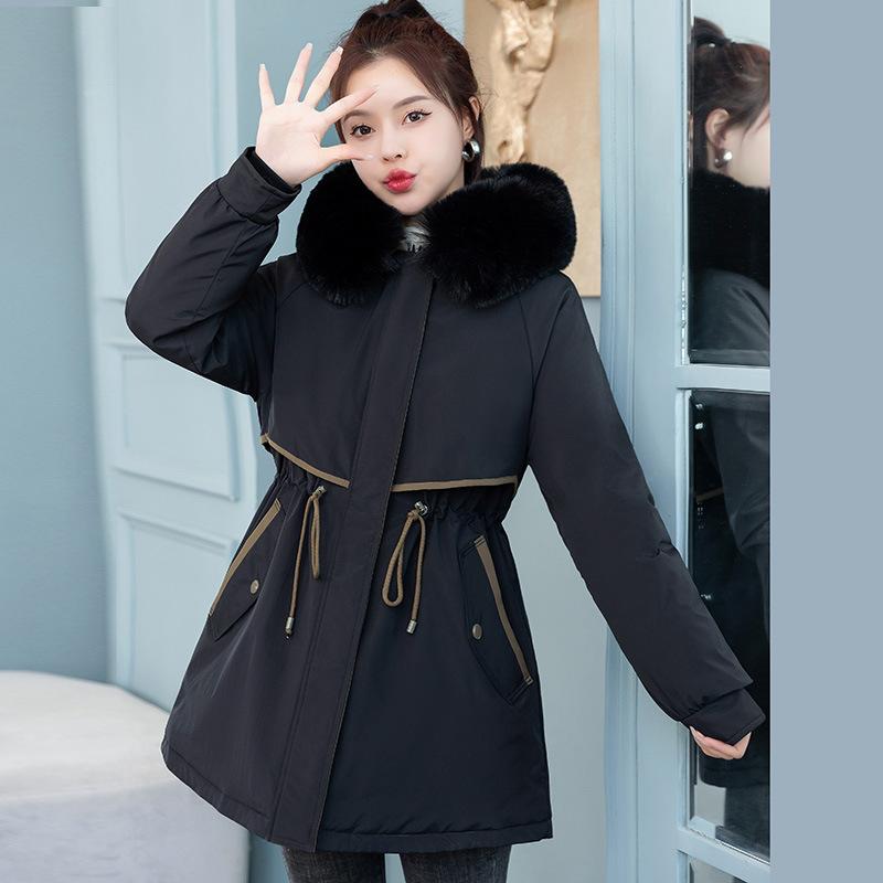 Removable down cotton-padded clothes for women's medium and long cotton-padded clothes, warm cotton-padded jackets in winter, one dress and three pies