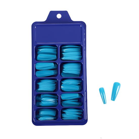 

100 шт./компл. накладные ногти с полным покрытием, съемные маникюрные аксессуары, однотонные накладные ногти для вечеринки синий