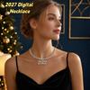 Number Pendant 2027 Digital Necklace Rhinestone Collarbone Chain Choker Celebration Holiday