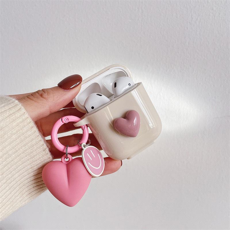 Various Cute Bear Heart-shaped  Bow tie Beige Case For Airpods 4 Earphone Case For AirPods Pro 2nd 3 1 2 Earphone Charging Box Keychain Lanyard