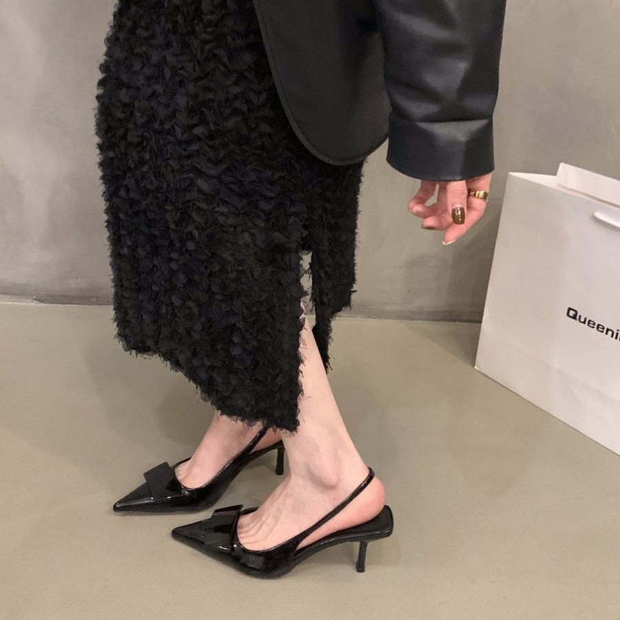 French Niche Temperament with Skirt Bag Head Sandals Fairy Shoes 2024 New Spring and Summer Pointed High-heeled Single Shoes