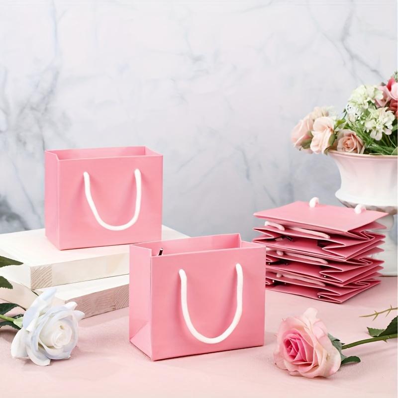 20 stuks Mini Cadeautasjes met Handvatten - Perfect voor Bruiloften, Babyshowers, Verjaardagen & Sieradenopslag - Roze Kraftpapier (4X5X2 Inch) Kleine Cadeautasjes
