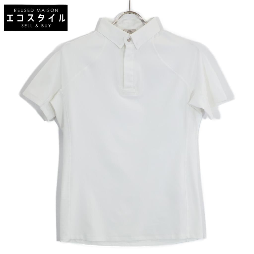 HERMES [Excellent Condition] Serie Button Button-Down Short Sleeve Polo Shirt/ tops S whiteUsed