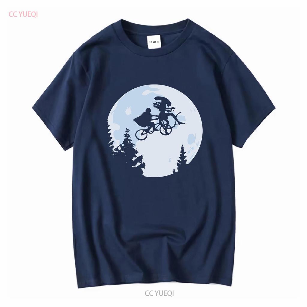 Xenomorph E tričko 80. léta filmy vtipné Vetřelec 1986 E.T. Mashup dlouhý nebo krátký rukáv vintage Vyprané pánské
