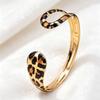 Double S Shape Leopard Print Hollow Shape Bracelet Ring Set Summer Snake Shape Opening Adjustment
