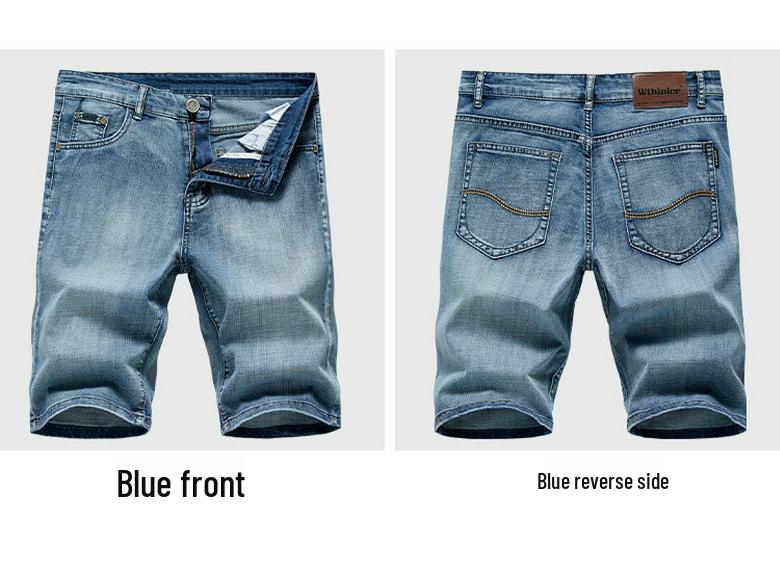 Men's Light Blue Casual Elastic Denim Shorts