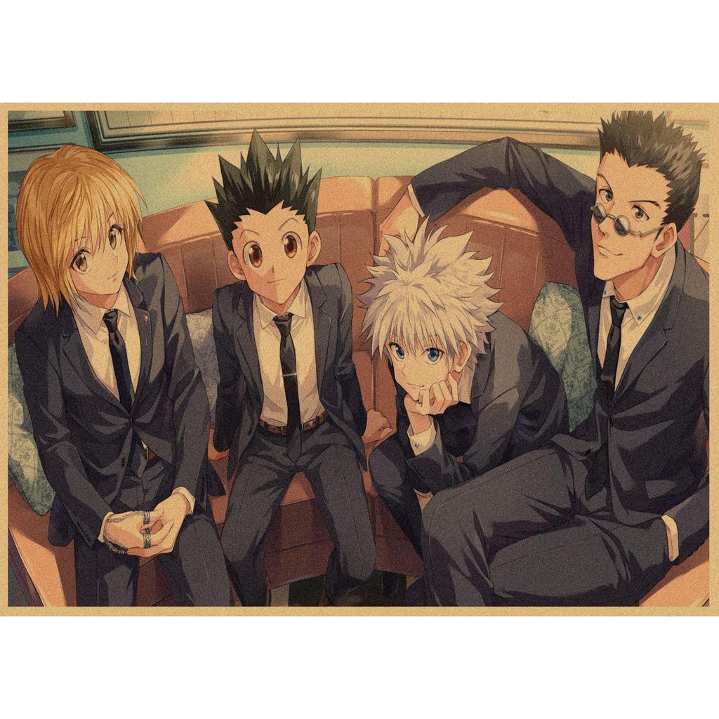 Retro Kraft Paper Wall Poster: Hunter X Hunter Japanese Anime Art for Bar & Cafe Decor